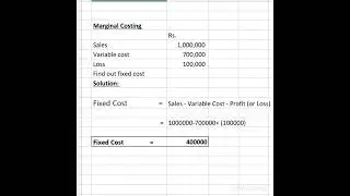 #marginalcosting #costaccounting | Find out Fixed cost