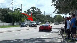 CARS SEND IT IN FRONT OF COPS | Orlando Cars & Coffee | July-2023 | Exits/Pullouts