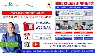 Overseas opportunities for Pharm D ||  M Pharm || B Pharm & Career guidance by Dr Akram Ahmad