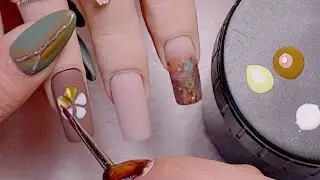 Uñas de Otoño 🍁con mano alzada faciles y lindas #nails #nailart #uñas #naildesign #nailinspo 