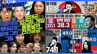 김어준의 겸손은힘들다 뉴스공장 2024년 11월 11일 월요일 [노영희, 박현광, 전현희, 김철홍, 여론조사, 박시동, 동네사람들]