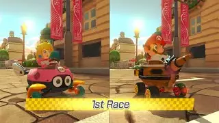 Mario Kart 8 Deluxe | Peach vs Mario (2 Player) | 4K