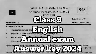 class 9 annual exam English answer key 2024