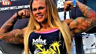 FBB TATTOOED MUSCLES, FEMALE BODYBUILDER, WORKOUT CAMMIE