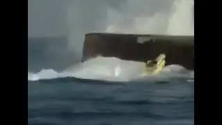Sinking ship in the ocean.