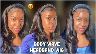BODY WAVE HEADBAND WIG FROM AMAZON! |AFFORDABLE $30 SYNTHETIC WIG| No Lace, No Glue