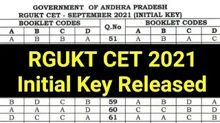 RGUKT CET 2021 Initial Key Released