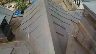 медная фальцевая кровля через год, Copper seam roof