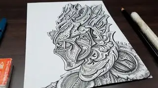 Drawing warrior character doodle art | quick inkpen draw | time lapse artvideo