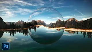 Floating Glass Sphere | Landscape Photo Surreal Glass Sphere Floating Effect in Photoshop Effect