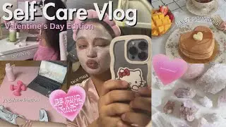 SELF CARE VLOG 💌 Valentine's Day Edition | yoga, journaling, face mask, & meditation