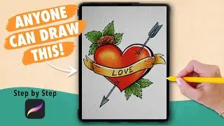 Anyone Can Draw This HEART TATTOO in Procreate! EASY Valentines Day drawing tutorial for beginners