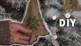 DIY Christmas Ornaments - Burlap Christmas Decor - Cross Stitch Decorations - Mini Xmas Tree