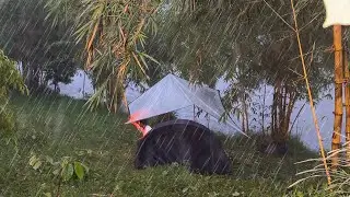 AMAZING SOLO CAMPING IN SUPER LONG HEAVY RAIN - ASMR