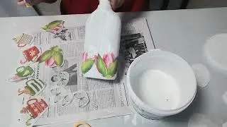Декорирование бутылки в технике "Декупаж". 2. Декупаж с помощью салфеток