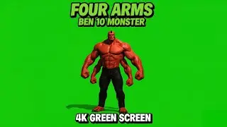 FOUR ARMS BEN 10 MONSTER  4K GREEN SCREEN | Powerful Alien Animation Clip