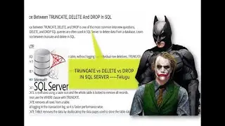 14.Delete vs Drop vs Truncate Sql Server in Telugu