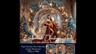 Enchanted Christmas Arch Photography Overlay Backdrop for Photoshoot Digital Background Composite