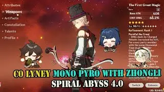 C0 R1 LYNEY MONO PYRO WITH ZHONGLI - BOT HALF [SPIRAL ABYSS 4.0]