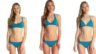 Three light blue bikinis
