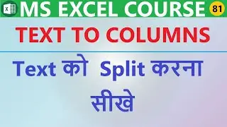 #81 Use of Text to Columns in Excel | Text to Columns in Excel | MS Excel for beginners | Split Data
