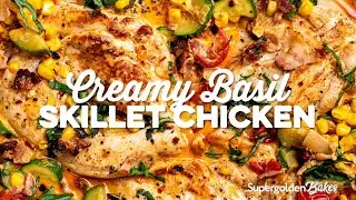Creamy Chicken Skillet with Corn, Zucchini and Tomato | Supergolden Bakes