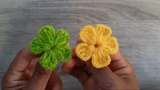 ถักดอกไม้ไหมพรมแบบ5กลีบง่ายๆ🌼| simple crochet flower for beginners | Kataiythong