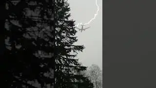 Lightning striking Airplane during landing