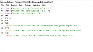 (python) How to check the type of the given quadratic equation using python 2.7.10