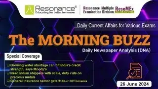 The Morning Buzz |Daily Current Affairs Live 26th June 2024 | Join #resomex for SSC/BANK/RLY/CET