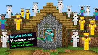 minecraft manhunt, but I secretly use INSTAKILL (100 Hunters)