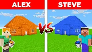 Minecraft - LAVA HOUSE vs WATER HOUSE / Alex vs Steve in Minecraft