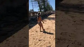 Playing in the sand at beach 🏝