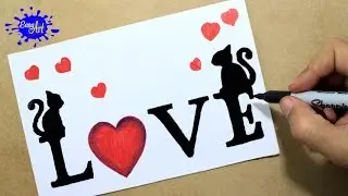 Como dibujar love/ how to draw love letters / targetas de amor