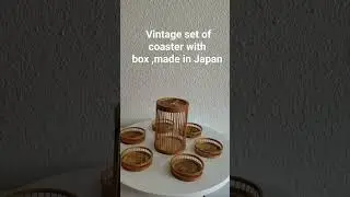 Vintage Bamboo/wood set of 6 coasters with box .Made in Japan