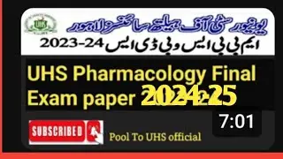 UHS Pharmacology Final Exam Paper 2023-24 #uhs #uhslatestnews