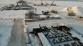 Строительство моста через Волгу / левый берег / bridge construction / янв. 2021 / Тольятти / Russia