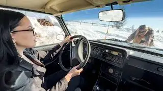 CAR STUCK || My friend and I got stuck in the snow in high heels