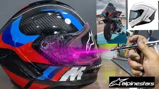 alpinestar carbon BMW M1000RR THEME | BMW HELMET CUSTOMPAINT | CARBON HELMET AIRBRUSH |