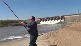 Paddle fishing, Arkansas River just below Kaw lake