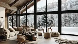 Relaxing Cozy Chalet in the Alps Snow Outside Classical Music 4K UHD