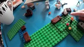Assembling Minecraft Lego chicken set 21140