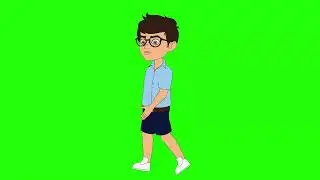 Boy walking green screen animation or Boy go to school Animation