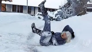 Try not to Laugh | Icy Ice | Funny falls