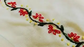 Hand embroidery/ easy border embroidery for dress /Hand embroidery border design