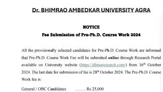 dbrau phd pre-phd course work fee