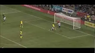 Messi gets beaten by Isaksson bicycle kick HD
