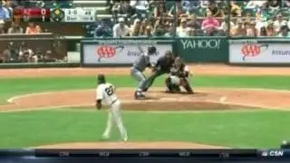 Buster Posey Banks a Throw Into Jake Peavy's Glove