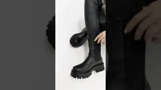 Стильные кожаные удлиненные  ботинки Челси