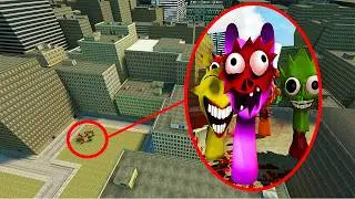 Un DRON capta a INCREDIBOX SPRUNKI HORROR en la CIUDAD | Garry's Mod Sandbox